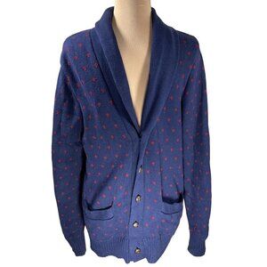 Merona Men's Shawl Neck Cardigan Sweater Navy Red Size M Medium